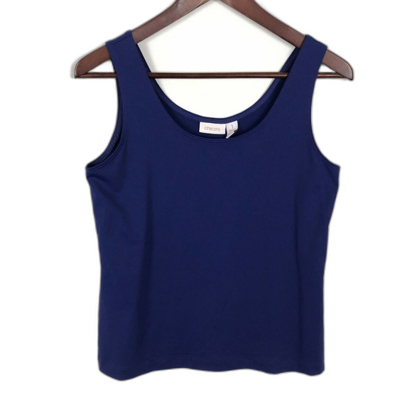 Chico's Blue Scoop Neck Travel Tank Top Women's Size 1 Medium - Picture 1 of 3